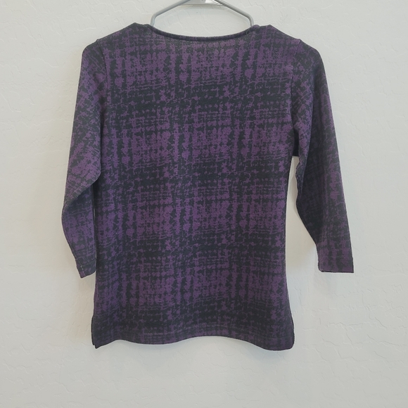 💕 Croft & Barrow Purple & Black Scoop Neck Blouse Top Women's Size XSP - Picture 2 of 8